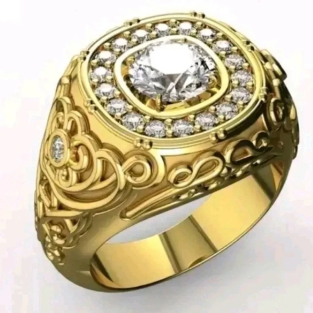 Mens 3ct Oval Cut Moissanite Band Ring 14k Yellow Gold Plated Sz 10